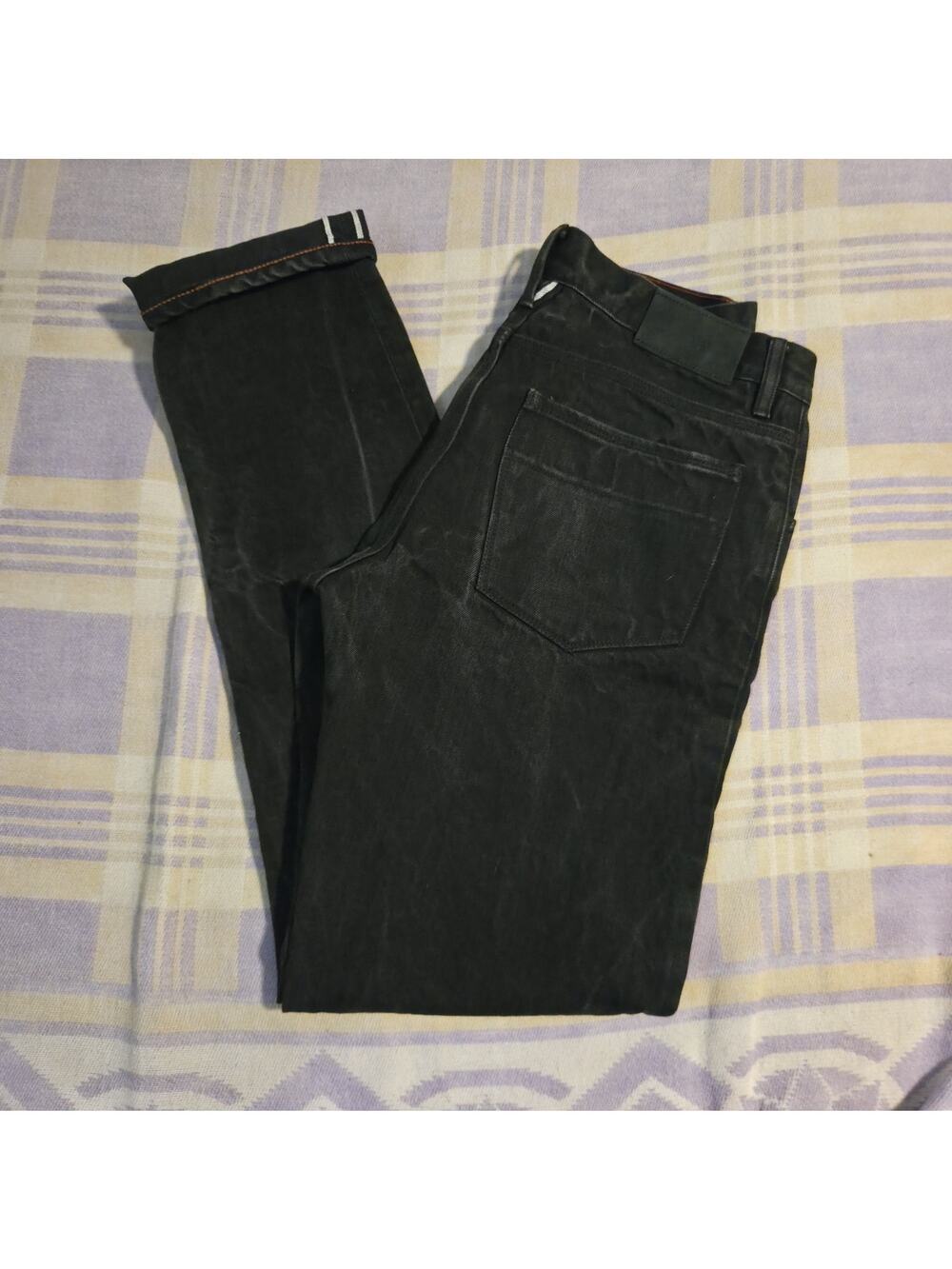 Raleigh Denim Martin Selvedge Japanese Black Skinny Pants Jeans White Oak Cone